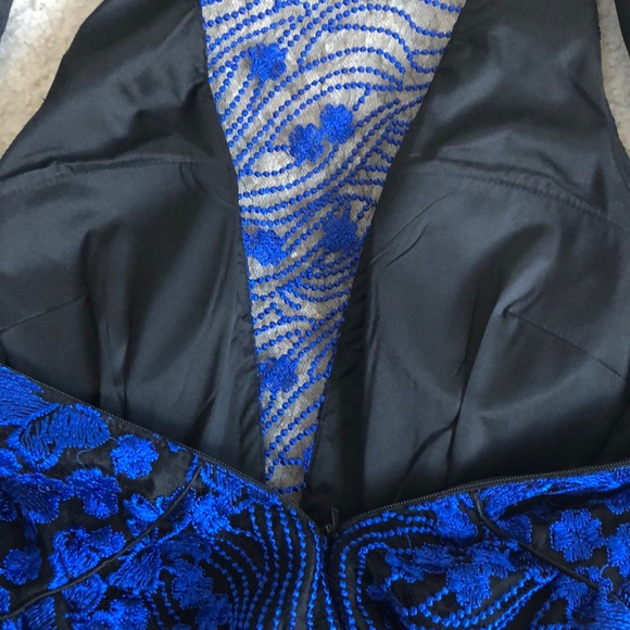 Aqua black/blue dress with pockets and sheer - Picture 7 of 9